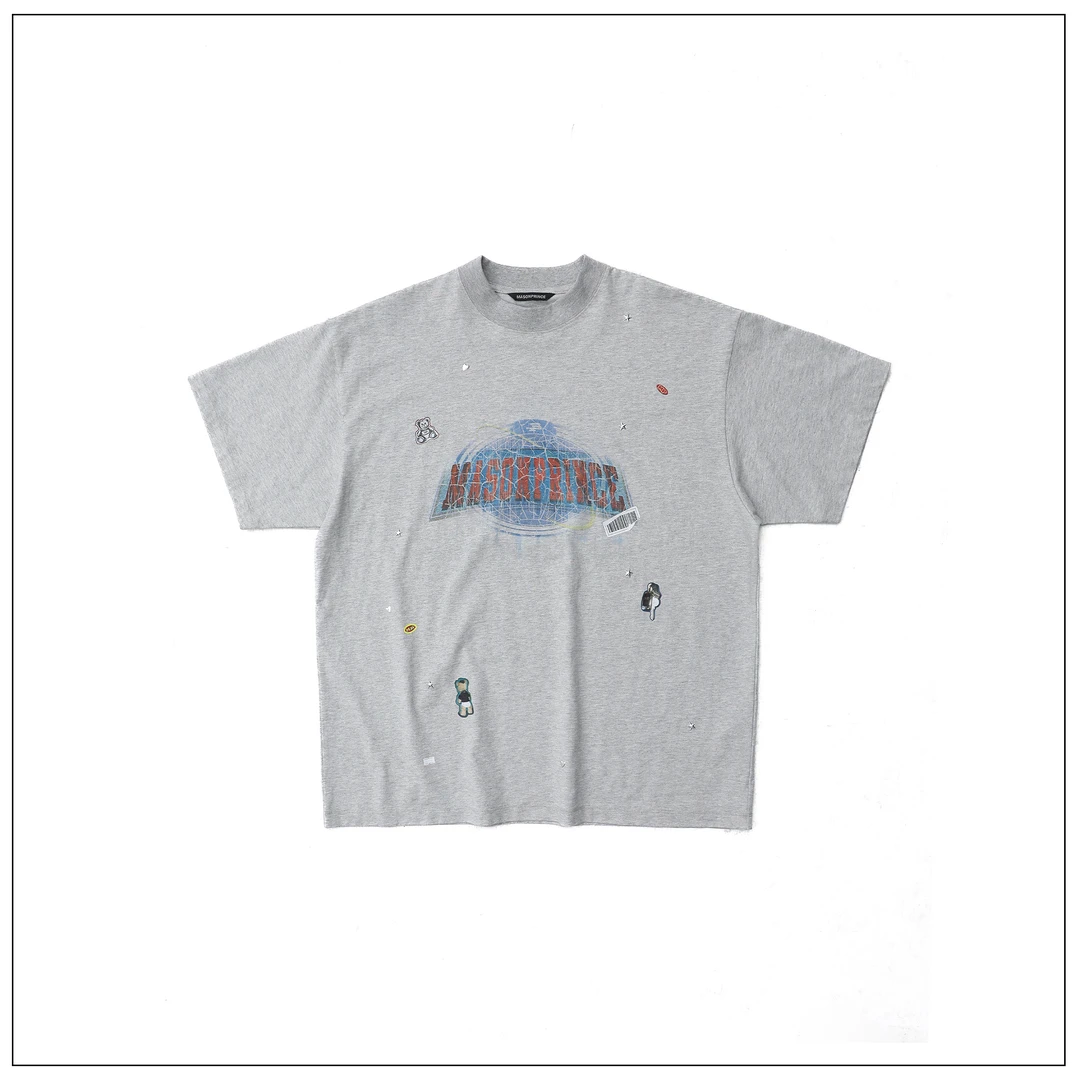 【】 MASONPRINCE  新品贴纸地球图形短袖T
