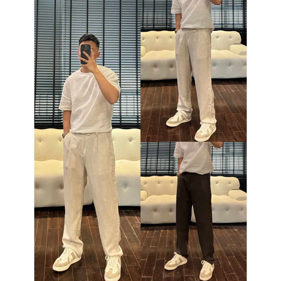 【亚麻莱赛尔休闲西裤】25夏季绅士风那不勒斯休闲直筒西裤+92456