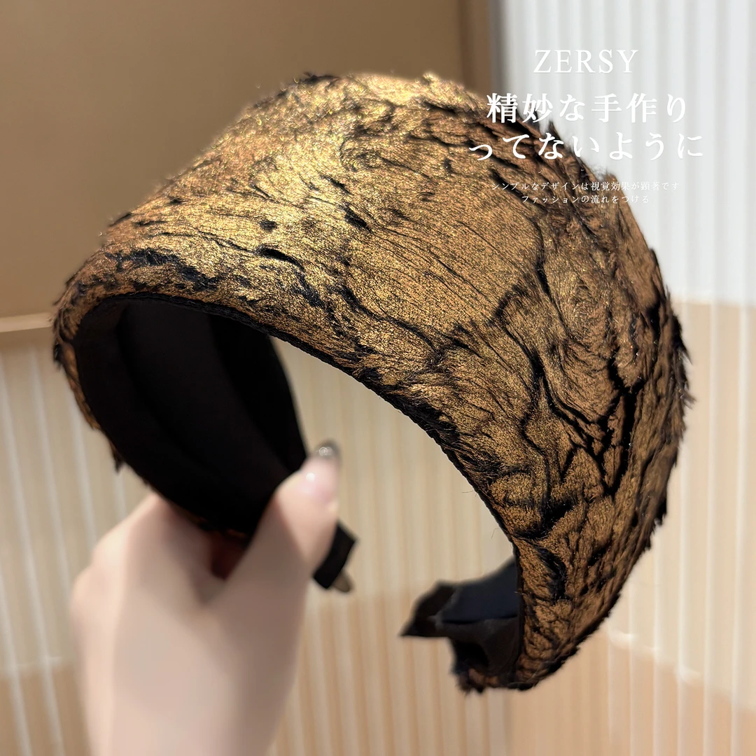 宽边亮闪毛绒发箍女款高级感洋气时尚发卡日常外戴遮白发洗脸头箍