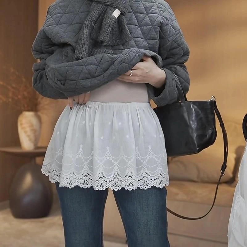 【2063】蕾丝小屁帘打底半身裙女秋冬新款松紧腰防走光叠穿短裙子