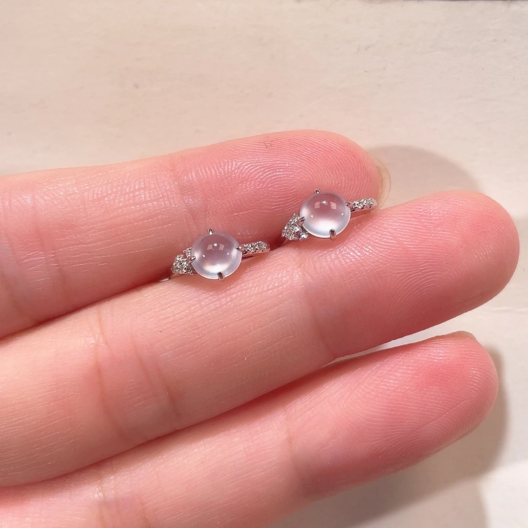 翡翠18K金镶嵌耳饰南非钻