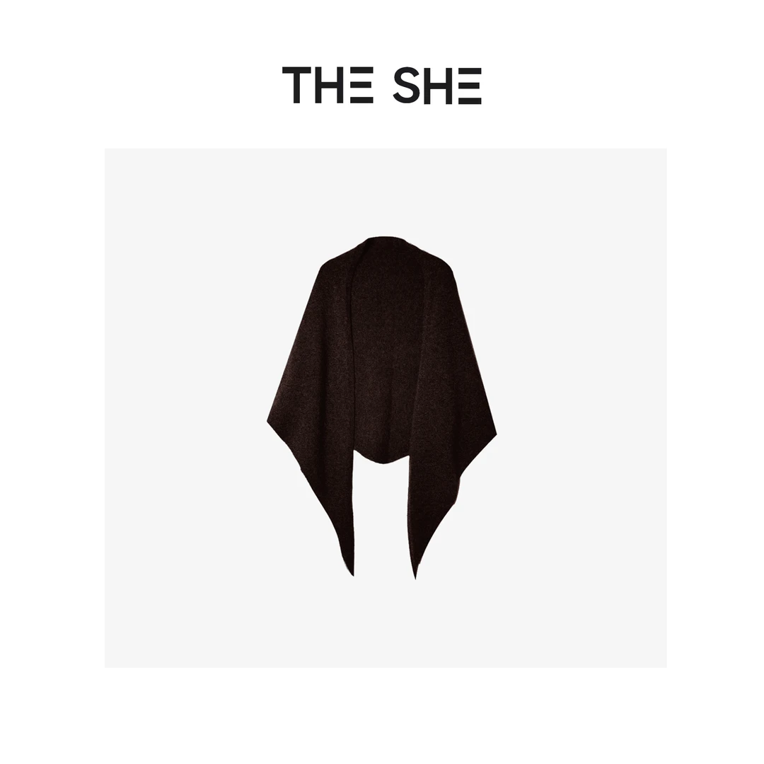 【Y·H】『檀褐色超大三角披肩』百搭时尚 一件多用 围巾披肩