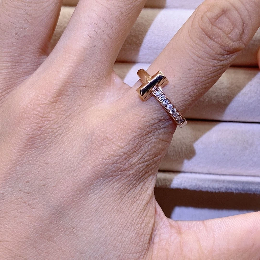 戒指/指环18K金镶嵌钻石t1钻戒k玫