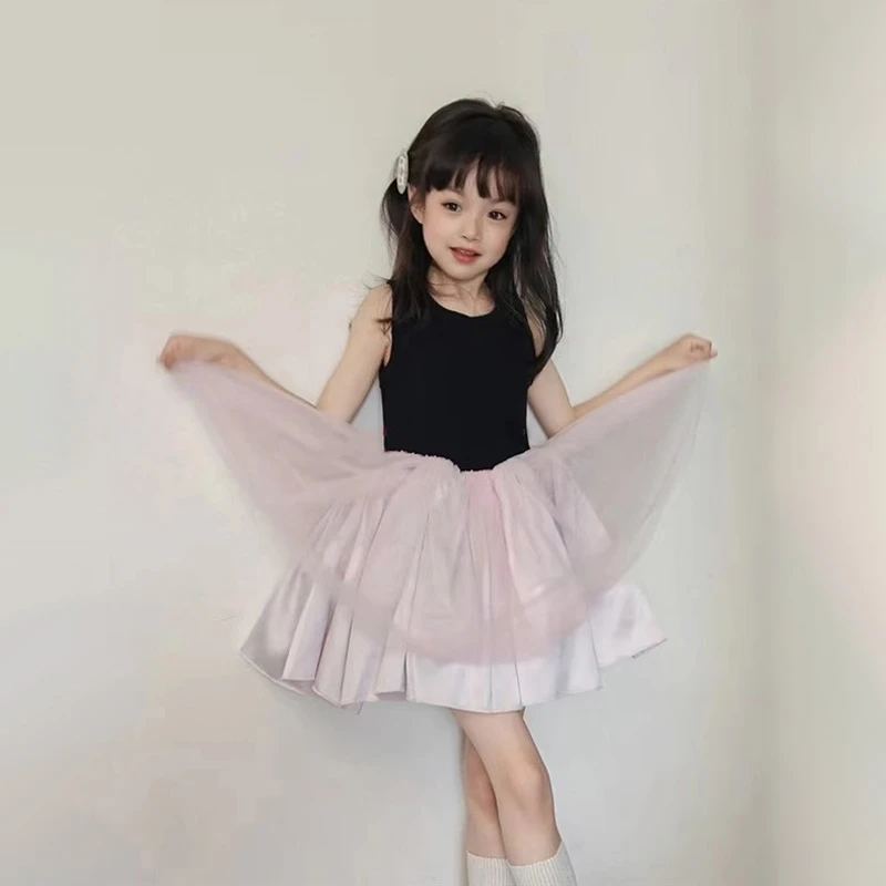 女童网红款公主裙2025新款女童冬装蓬蓬裙女宝夏季洋气背心连衣裙