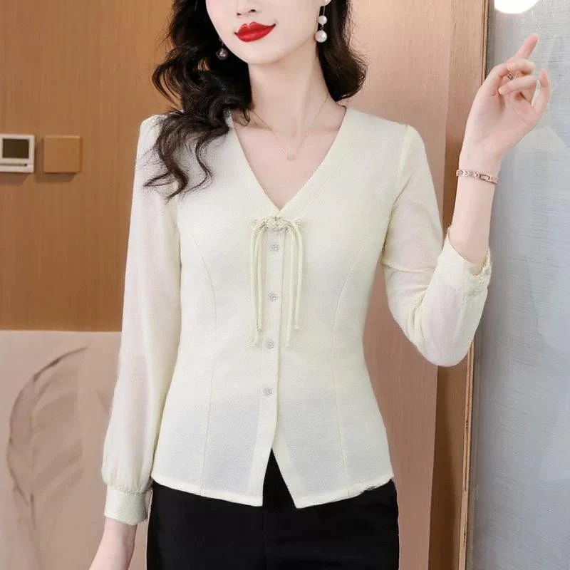 新中式国风盘扣修身雪纺衫女设计感2025夏季复古印花显瘦衬衫上衣