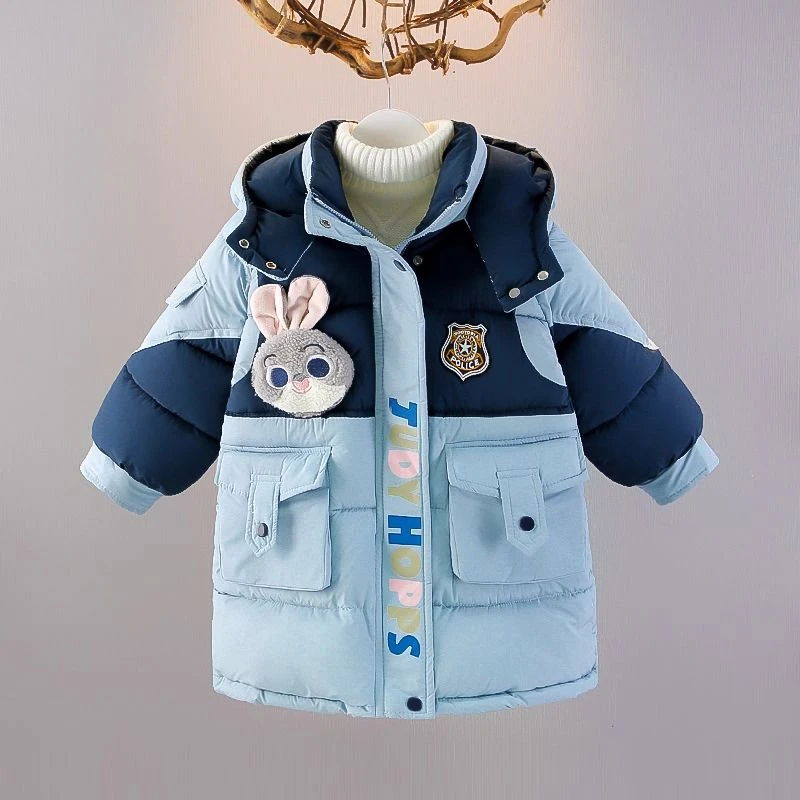 女童冬装棉衣中长款女宝宝羽绒棉服小童女孩冬季加绒加厚棉袄外套