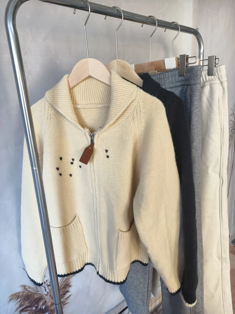 女秋季开衫款毛针织衫百搭上衣韩版加厚秋冬针织衫翻领