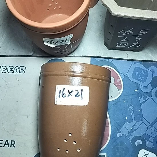 三线两个花盆紫砂