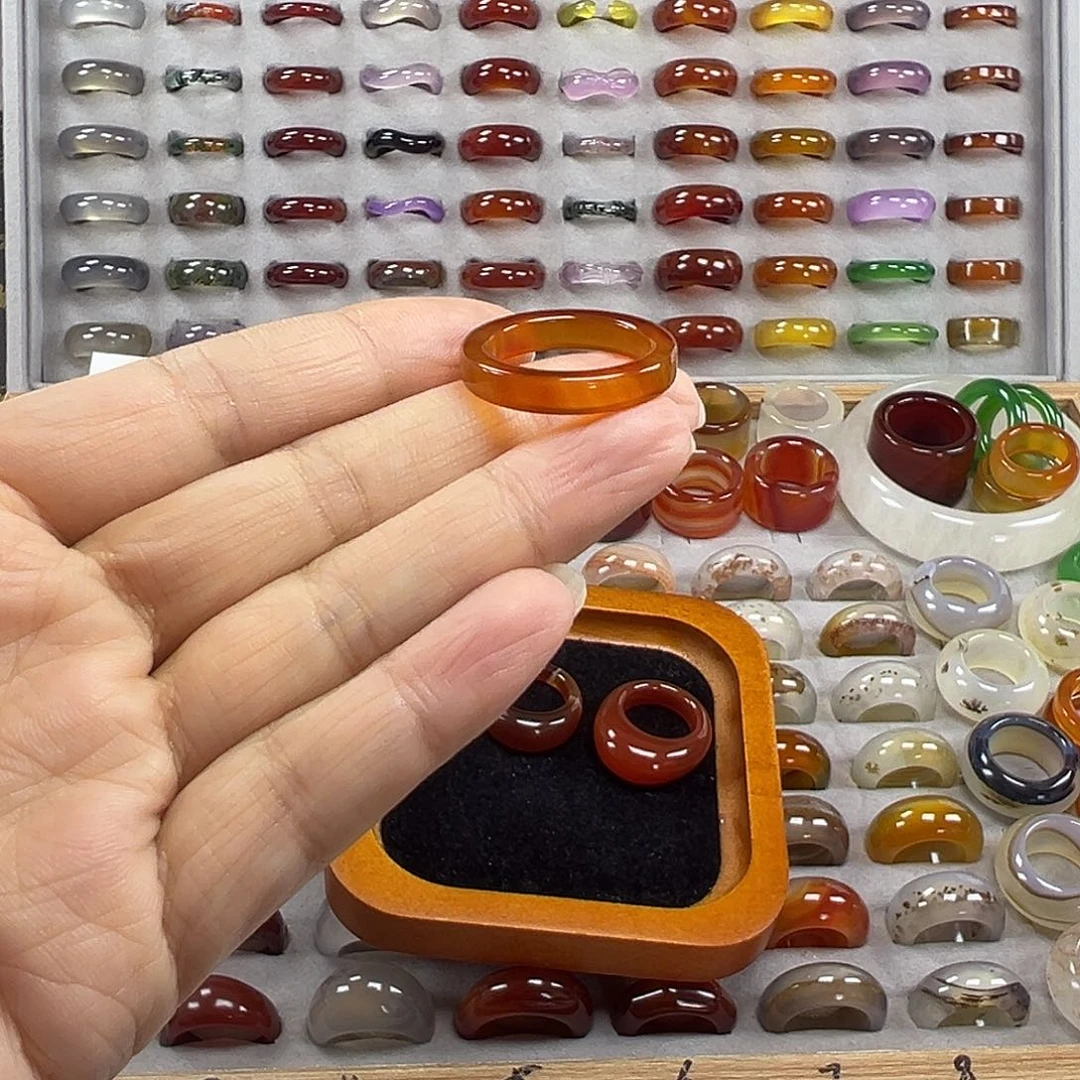 玛瑙/玉髓未镶嵌戒指A11不退换19.3港21