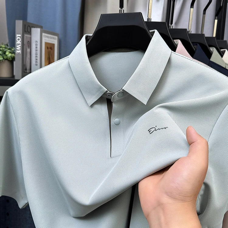【无痕冰丝】男士夏季翻领POLO衫商务休闲短袖t恤中年高档透气半袖