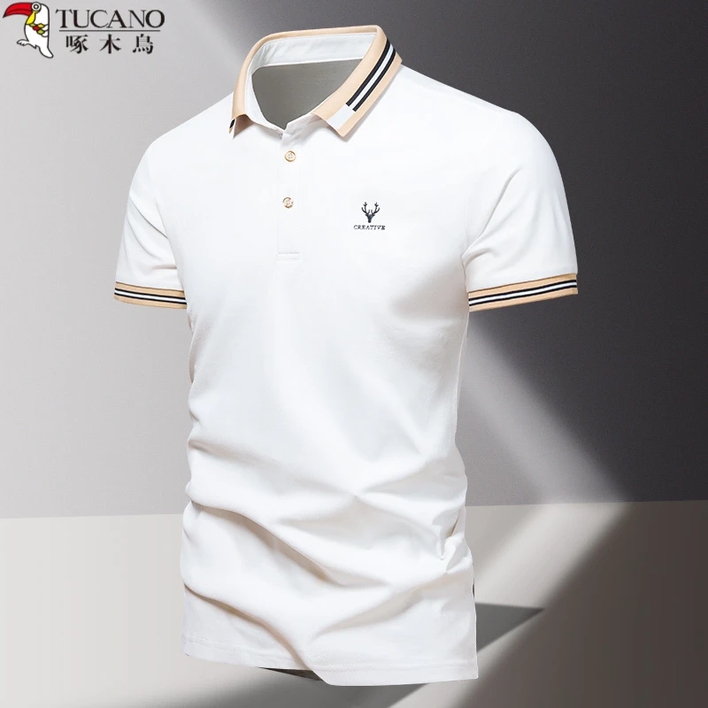 啄木鳥新款夏季冰丝速干鹿头百搭潮流清凉帅气舒适商务短袖polo衫