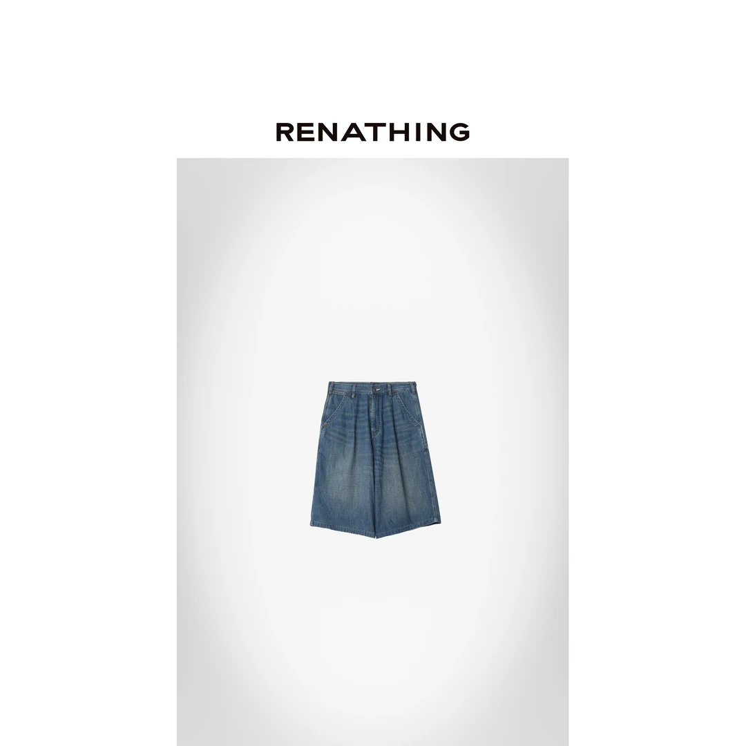 【RENATHING】美式复古做旧牛仔中裤
