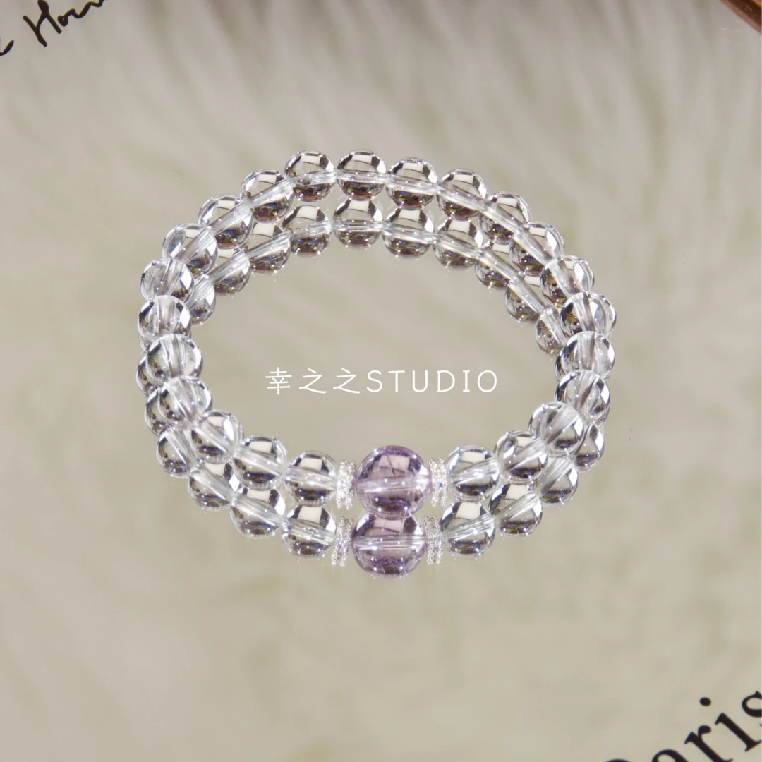 s1434【北极星】天然白水晶手串简约百搭设计款手链 多样性发其一