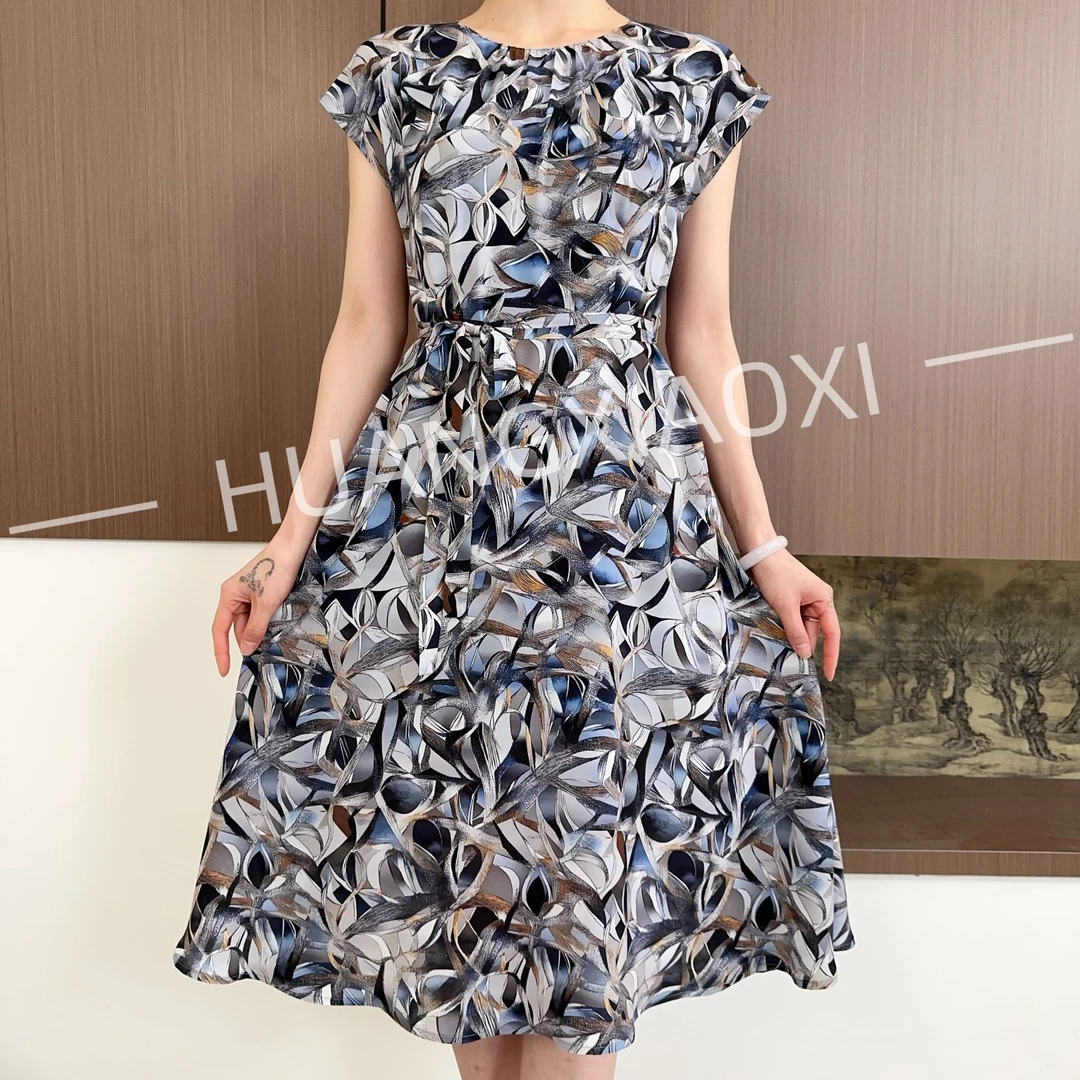 HUANGXIAOXI 百合叶抽象几何优雅法式鱼尾连衣裙 C-1