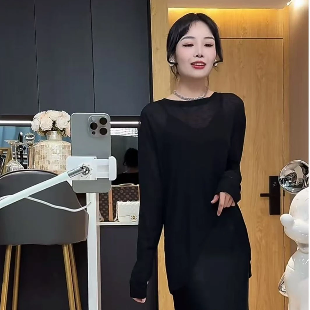 （透气上衣）巨舒服罩衫百搭显瘦春夏防晒开叉设计慵懒风