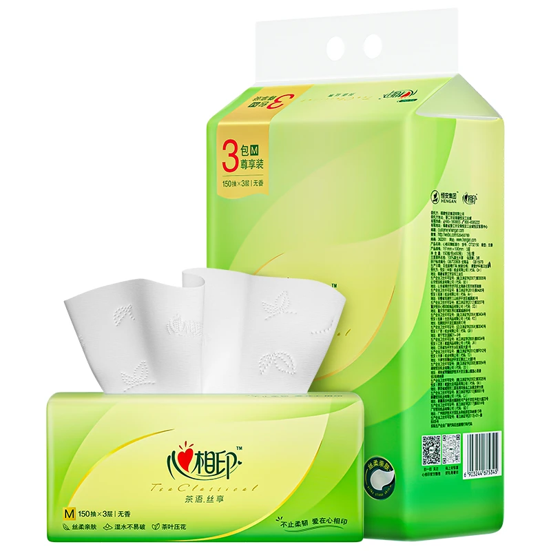 心相印茶语丝享100抽三层面巾纸巾抽纸餐巾纸卷纸抽纸纸巾