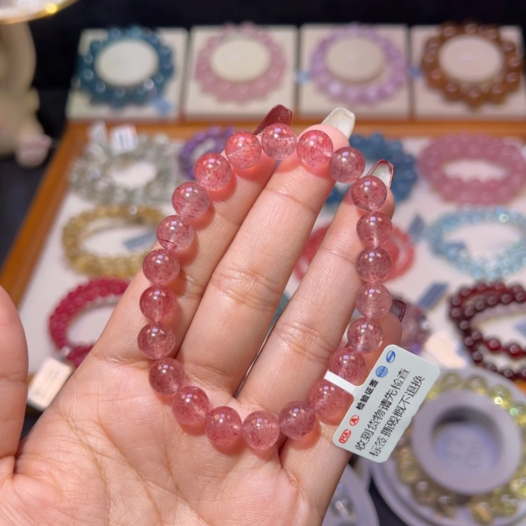 水晶手串未镶嵌草莓晶8.8m m