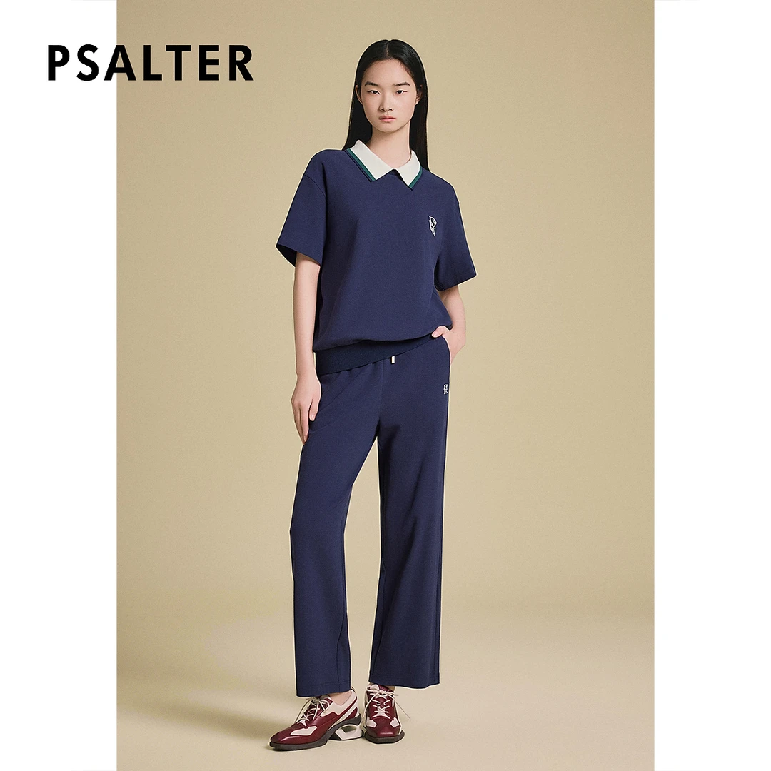 PSALTER诗篇撞色腰垂感华夫格肌理显瘦直筒休闲裤女2025夏季新款