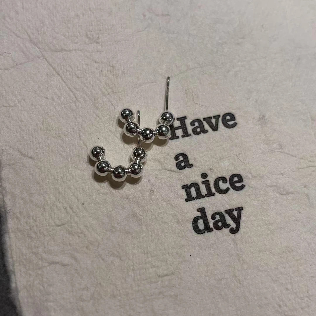 925银银制品 【慧姐韩国正品】2025春夏新款豆豆耳环/N0退N0换