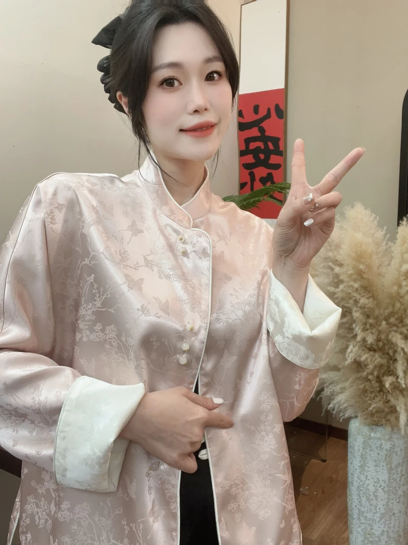 【沐语】早春新款刺绣新中式双面双穿外套女显瘦气质百搭春夏时尚