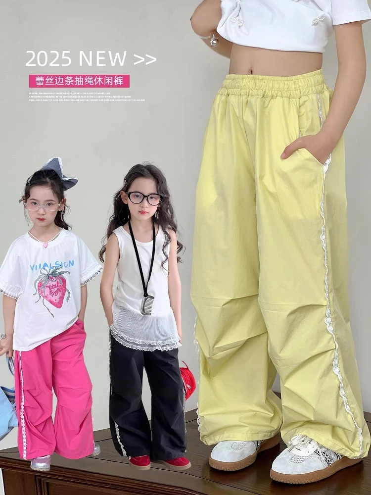 女童裤子2025新款夏季薄款工装裤韩版休闲裤速干裤洋气25040112