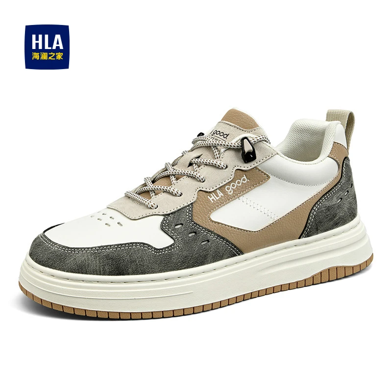 HLA/海澜之家男鞋2025新款冬季爆款男士休闲鞋复古防滑厚底板鞋男