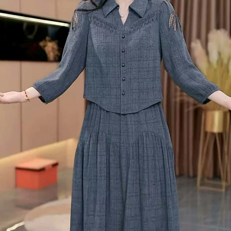 A426【连衣裙】2025早秋新款优雅气质时尚精致显瘦遮肚减龄连衣裙