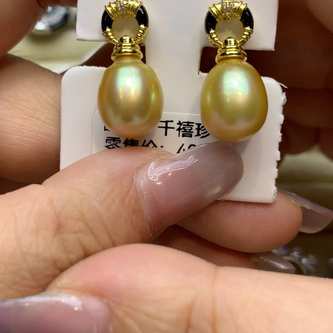 银S925镶嵌耳饰海水珍珠