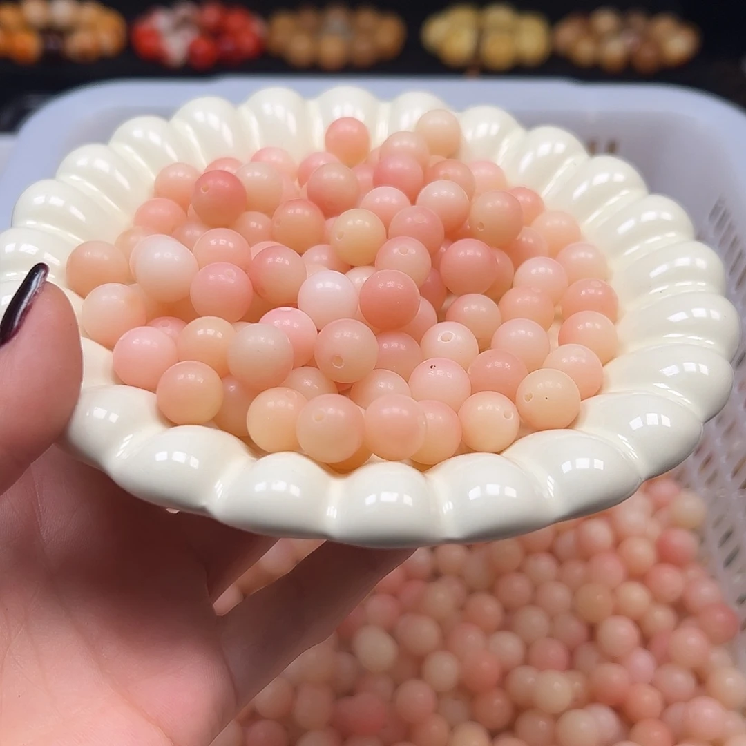 菩提根/象牙果手串卡12蜜桃粉圆120颗