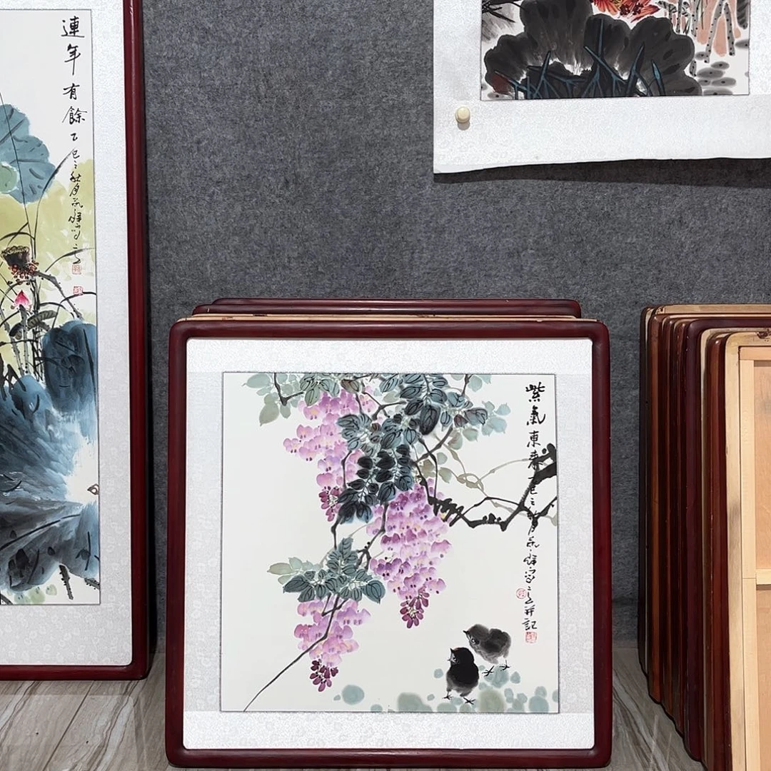 国画书画作品带框63×63