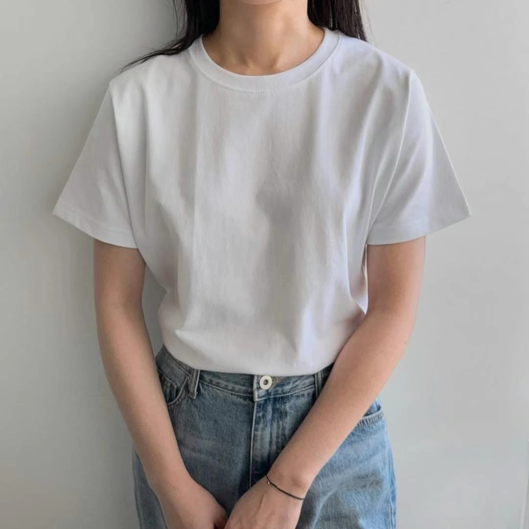 【慧姐韩国正品】2025春夏新款ac纯色简约圆领百搭短袖T恤2513101