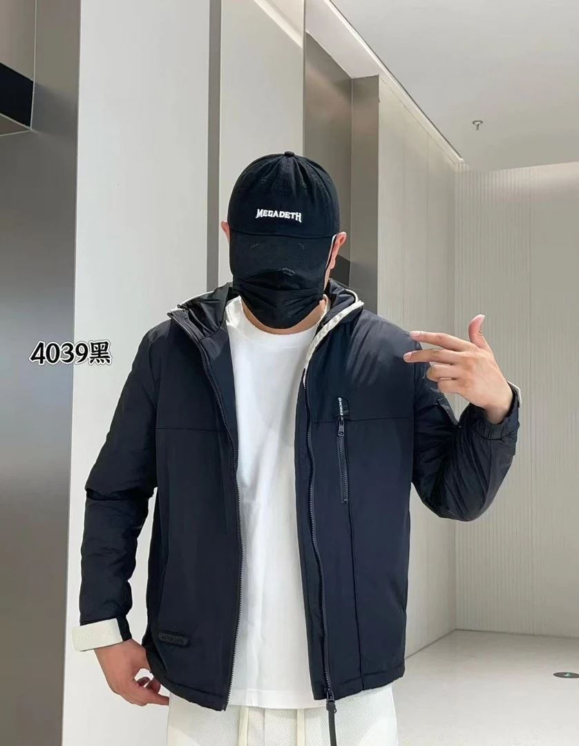 4039「加棉加厚」时尚经典外套时尚休闲夹克男款黑色潮流上衣