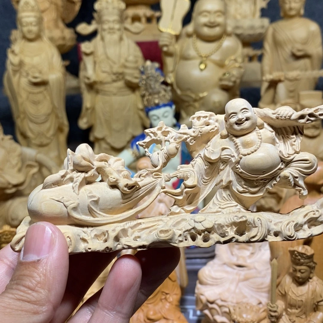 黄杨木笑佛弥勒小摆件