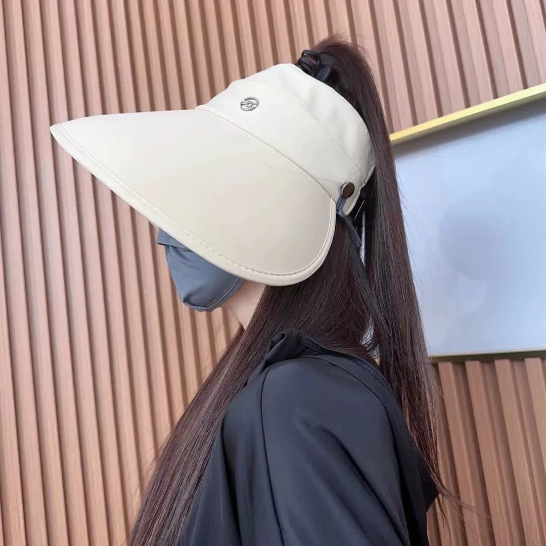 加大环绕式防晒遮阳帽百搭显脸小夏季休闲空顶冰丝大檐帽子