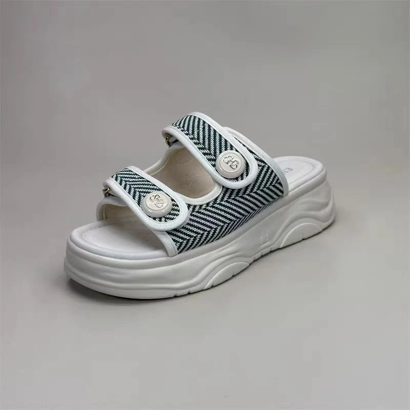 松糕底中跟(3-5cm)套趾一字拖夏季休闲厚底温婉风时尚舒适1363c