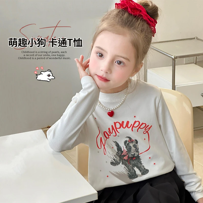 图图小象儿童2025春秋季新款女童打底卡通印花长袖t恤上衣BCT155