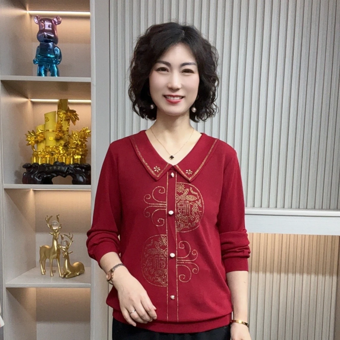 妈妈装流行时尚潮牌女装宽松春装女士独特漂亮小衫休闲百搭中老年