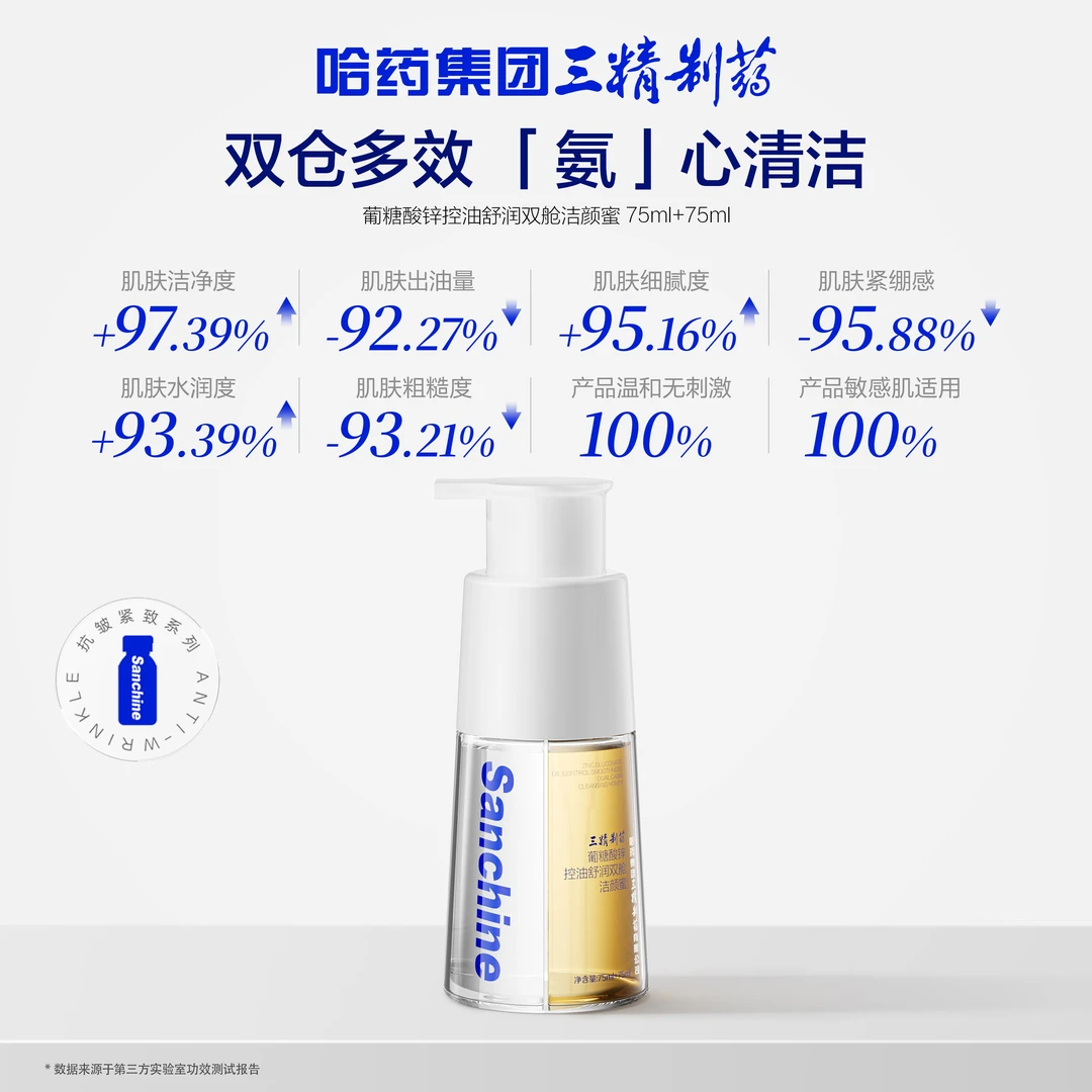 三精制药葡糖酸锌控油舒润双舱洁颜蜜