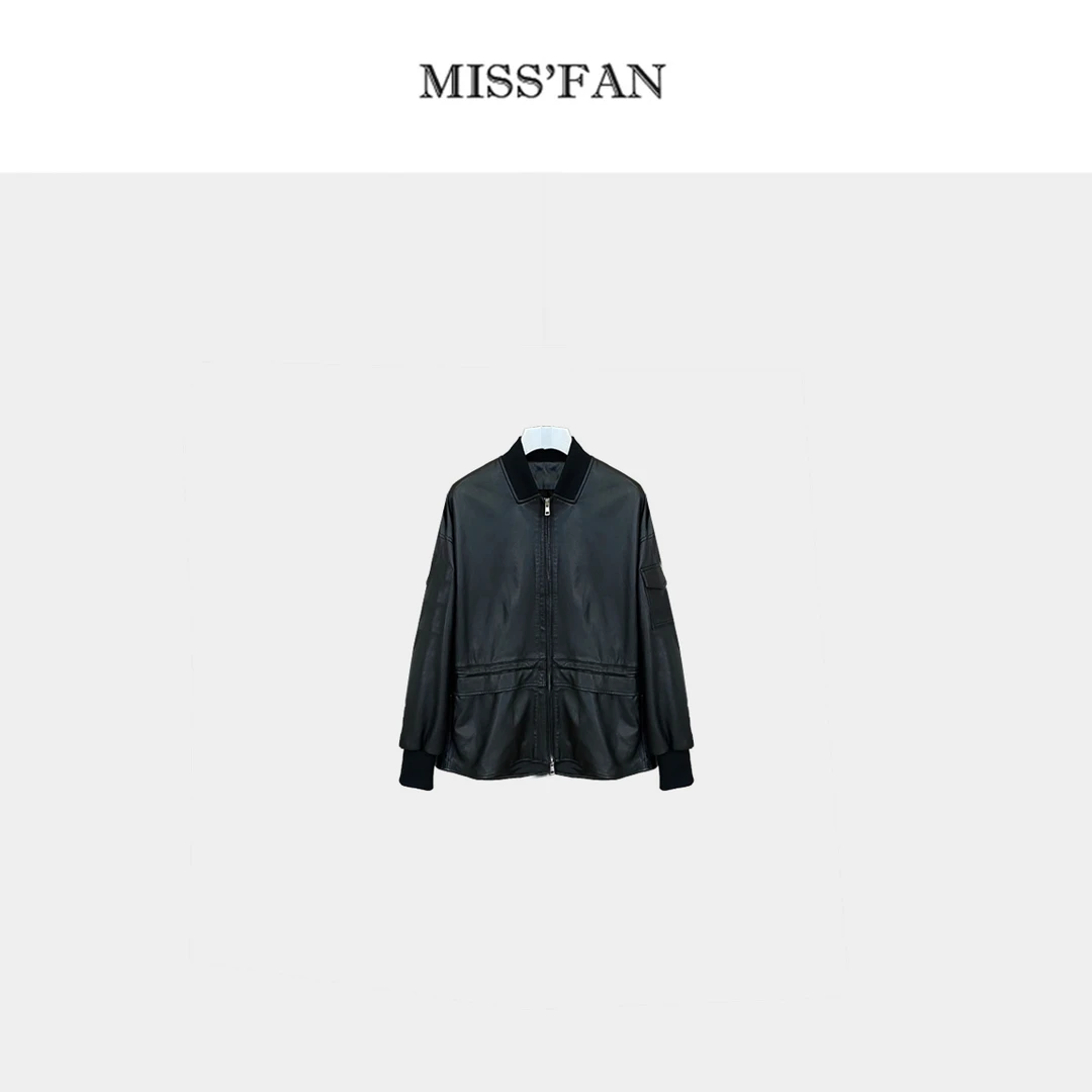 【奔赴春约】棒球款简约皮衣绵羊皮风衣款外套