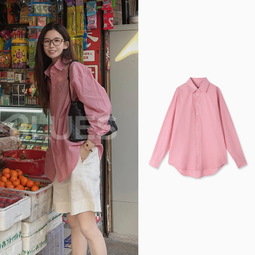 Z.blues【元气少女】色织纱染棉质府绸粉色系衬衫YZRCFS0942
