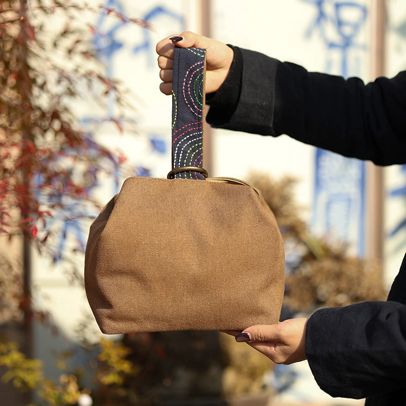 钟声刺绣 定制款棉麻 一壶四杯茶事包茶具保护袋便携收纳茶道零配