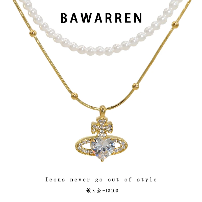 Bawarren 美 13403-【双层星球】精致项链欧美