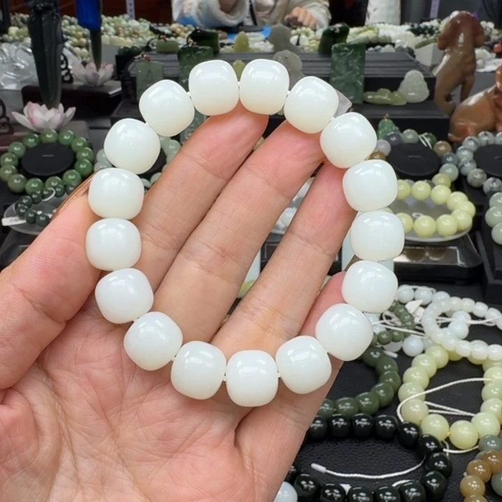 和田玉未镶嵌手链和田玉新疆黑山白玉13
