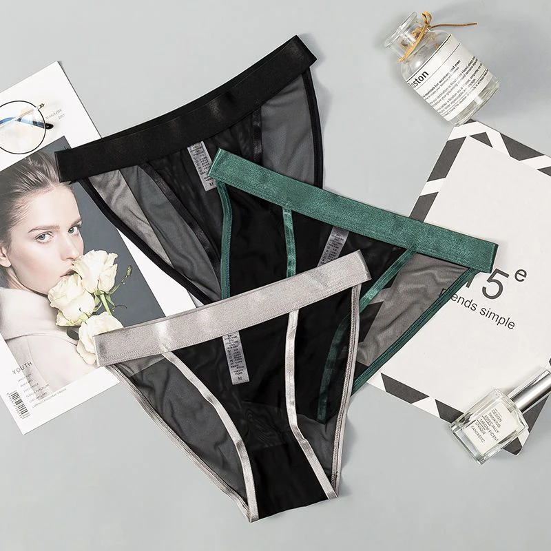 欧美内裤性感透明透气舒适网纱薄款诱惑低腰透气女士内裤三角内裤
