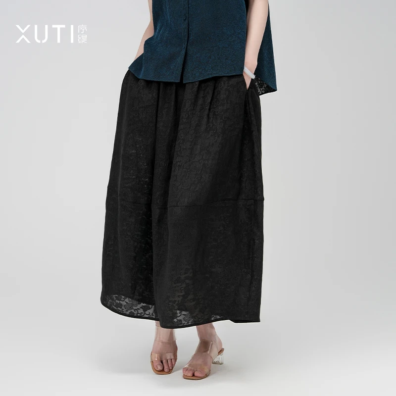 序缇新款夏季四经绞罗香云纱双非遗桑蚕丝半身裙J37-12927