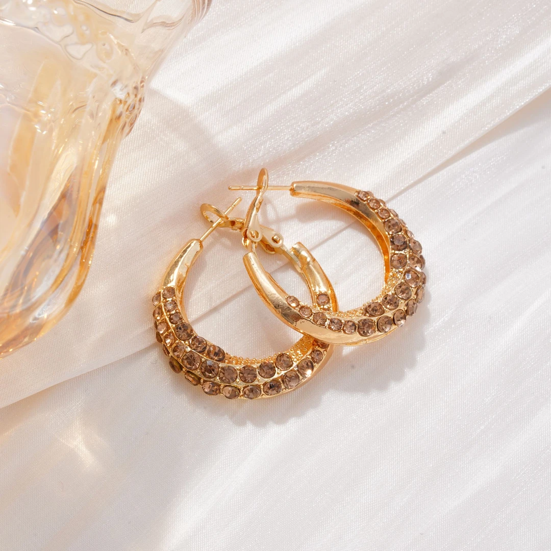 合金耳饰 气质金色圈圈耳环洋气百搭设计感耳饰N2148