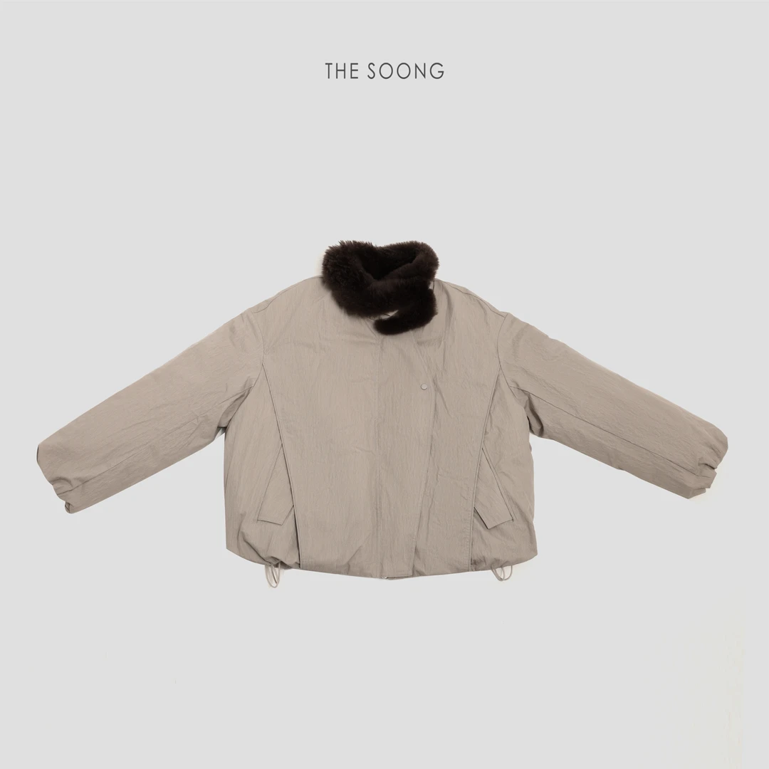 THESOONG|"派克鹅"90白鹅御寒开司米纯山羊绒毛领羽绒服YRF8261