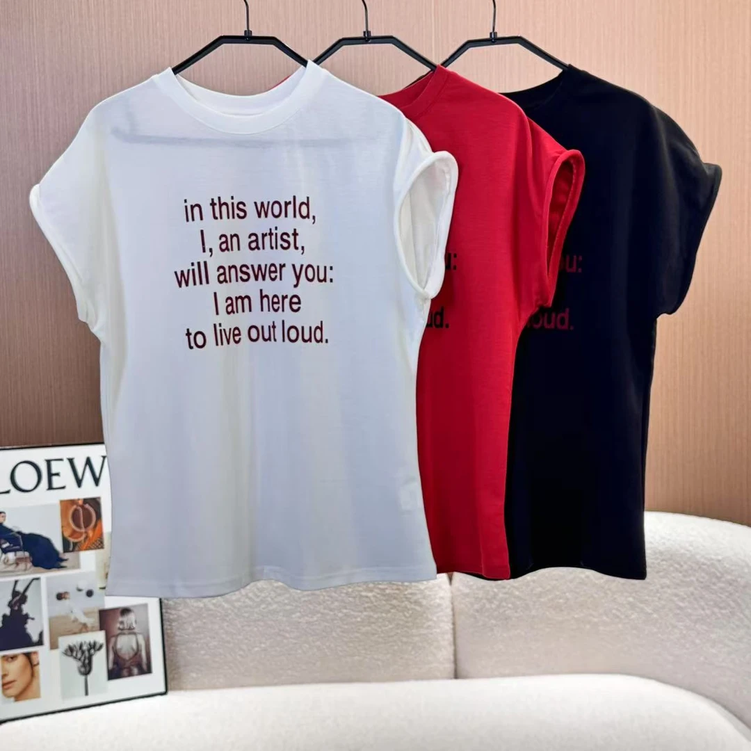 【夏日搭配】夏季新款高级感简约字母印花短袖T恤上衣29111