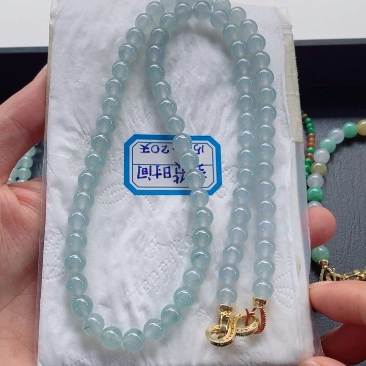 未镶嵌定制翡翠缅甸翡翠a货冰蓝手链项链卡7.6