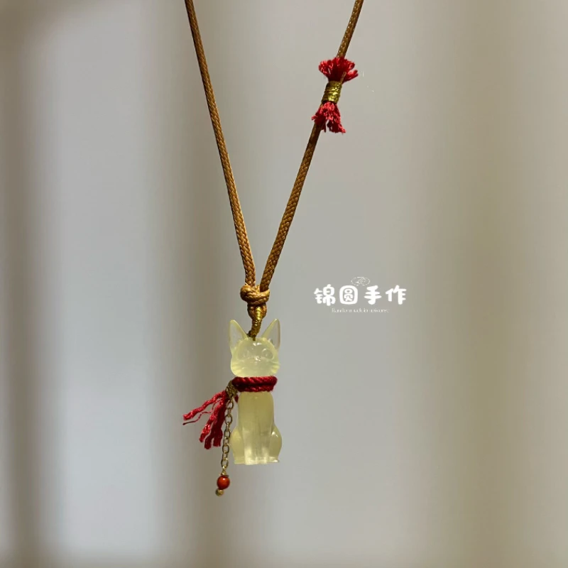 ［露娜公主］纯天然白冰岫玉老师傅纯手工雕刻猫猫吊坠(多样性发一)